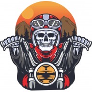 İSKELET MOTORCU STİCKER 8x8cm İSKELET MOTORCU STİCKER 8x8cm