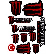 MONSTER A4 STİCKER KIRMIZI SİYAH M-3 MONSTER A4 STİCKER KIRMIZI SİYAH M-3