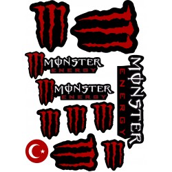 MONSTER A4 STİCKER KIRMIZI SİYAH M-3