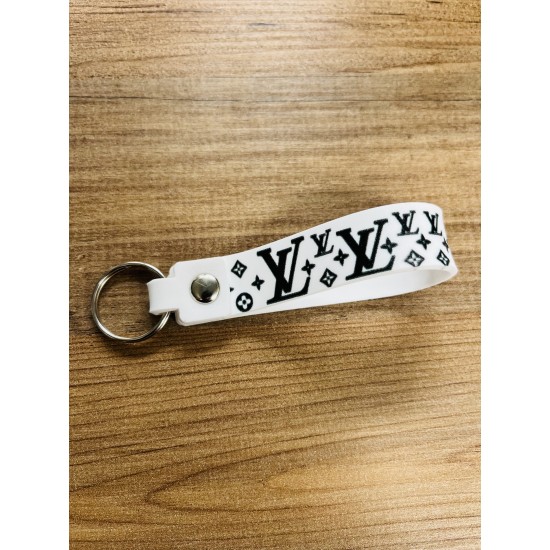 LV BASKILI SİLİKON ANAHTARLIK BEYAZ