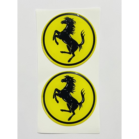 Ferrari Logo Damla Etiket Sticker Sarı 5x5cm 2'Li
