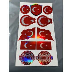 AYYILDIZ BAYRAK HOLOGRAM STİCKER 14x25cm AYYILDIZ BAYRAK HOLOGRAM STİCKER 14x25cm