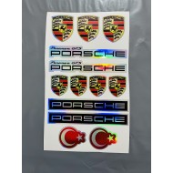PORSCHE HOLOGRAM STİCKER SET 13x22cm