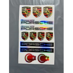 PORSCHE HOLOGRAM STİCKER SET 13x22cm