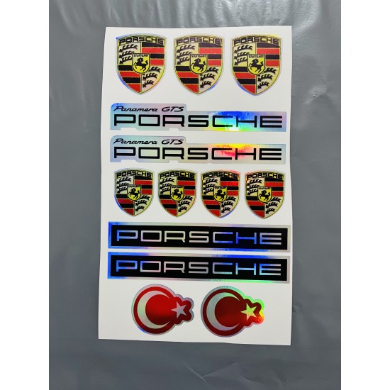 PORSCHE HOLOGRAM STİCKER SET 13x22cm
