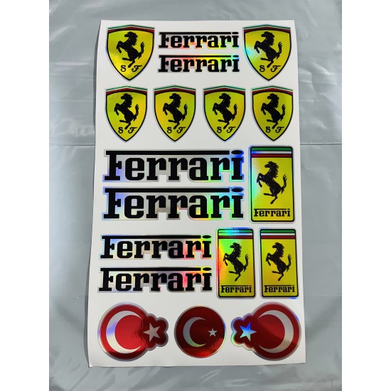 FERRARİ HOLOGRAM STİCKER SET 13x24cm
