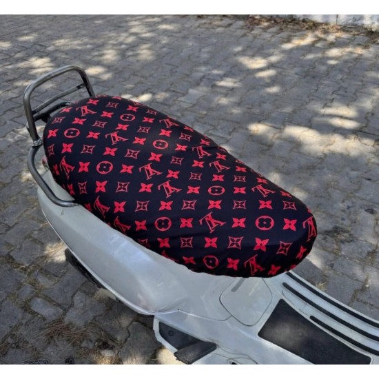 LV Desenli Penye Sele Kılıfı CG DRİFT CUB Uyumlu Siyah-Kırmızı